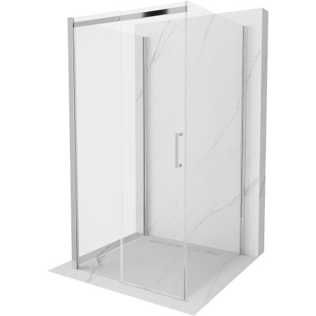Mexen Omega-3S kolmekandiline dušinurk, liuglev, 100 x 100 cm, läbipaistev, kroom - 825-100-100-01-00-3S