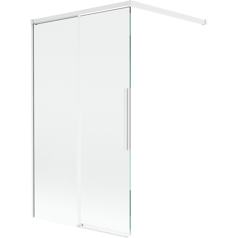 Mexen Rox kahepoolne lükatav vannisein 100 x 150 cm, läbipaistev, valge - 8C9-100-003-20-00