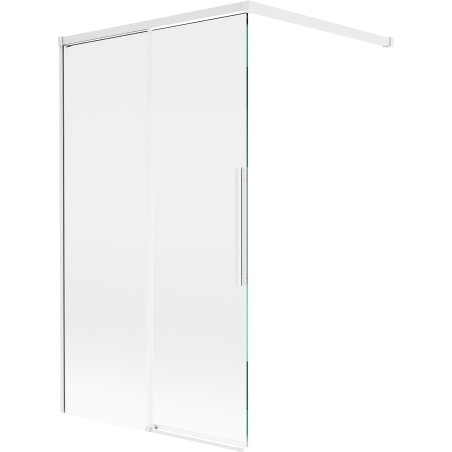 Mexen Rox kahepoolne lükatav vannisein 100 x 150 cm, läbipaistev, valge - 8C9-100-003-20-00