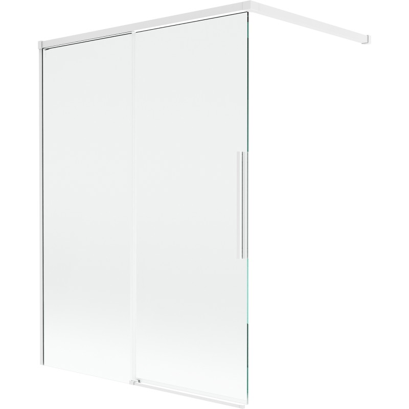 Mexen Rox vannitoapaneel, 2-osaline, nihutatav, 120 x 150 cm, läbipaistev, valge - 8C9-120-003-20-00
