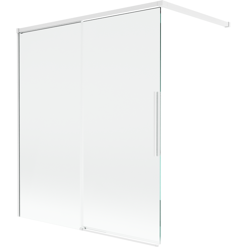 Mexen Rox badwand scherm 2-delig schuifbaar 140 x 150 cm, transparant, wit - 8C9-140-003-20-00