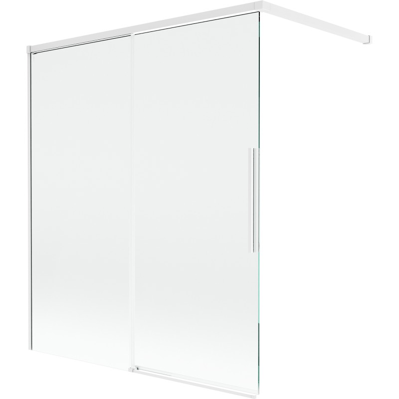 Mexen Rox klizni paravan za kadu, 2-krilni, prozirni, bijeli, 140 x 150 cm - 8C9-140-003-20-00