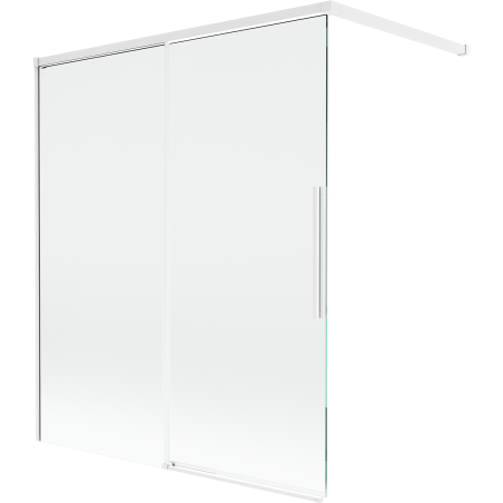 Mexen Rox badwand scherm 2-delig schuifbaar 140 x 150 cm, transparant, wit - 8C9-140-003-20-00