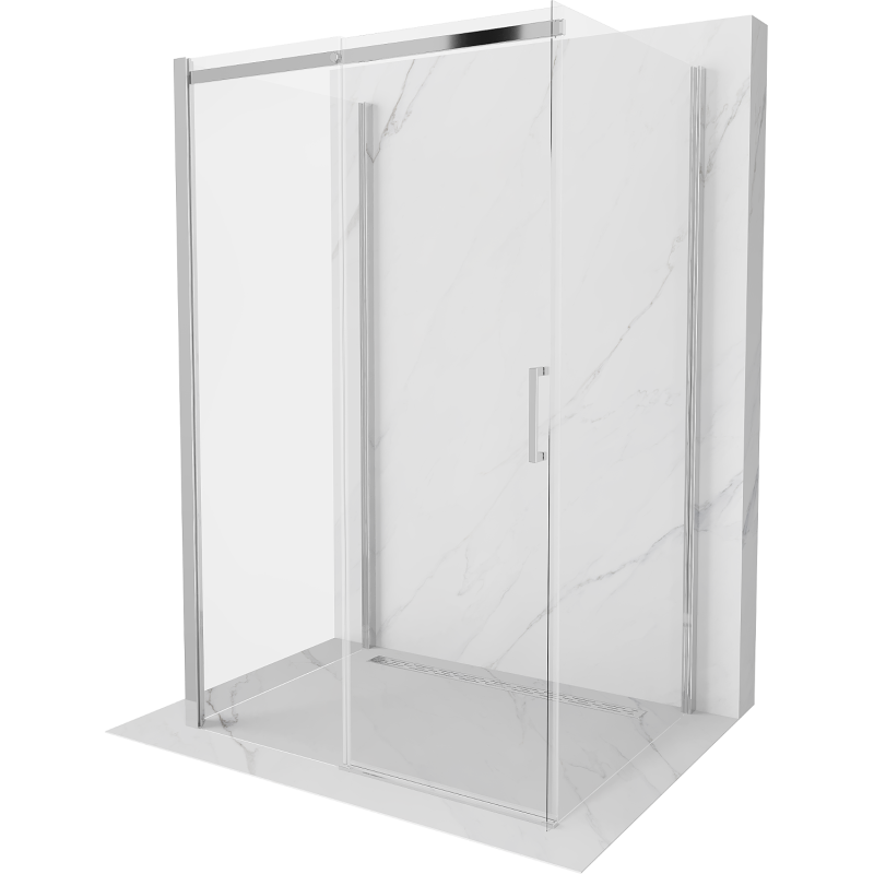 Mexen Omega-3S douchecabine 3-wanden, schuifbaar 130 x 90 cm, transparant, chroom - 825-130-090-01-00-3S