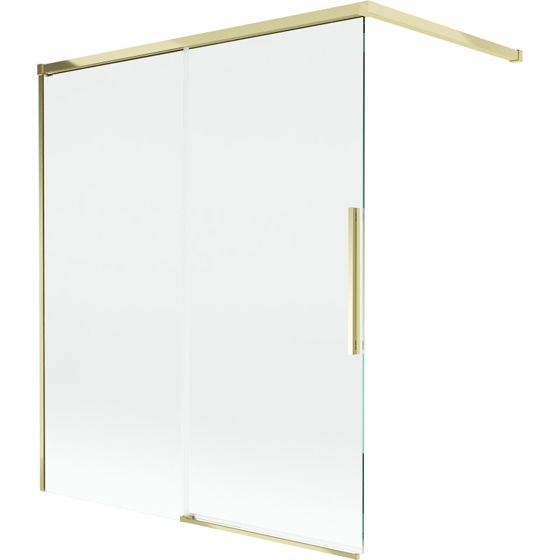 Mexen Rox vannitoa kokkupandav dušisein, 2-osaline liuguks 140 x 150 cm, läbipaistev, kuldne - 8C9-140-003-50-00