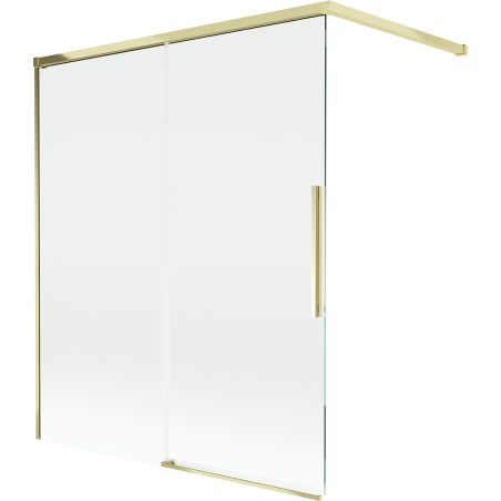 Mexen Rox vannitoa kokkupandav dušisein, 2-osaline liuguks 140 x 150 cm, läbipaistev, kuldne - 8C9-140-003-50-00
