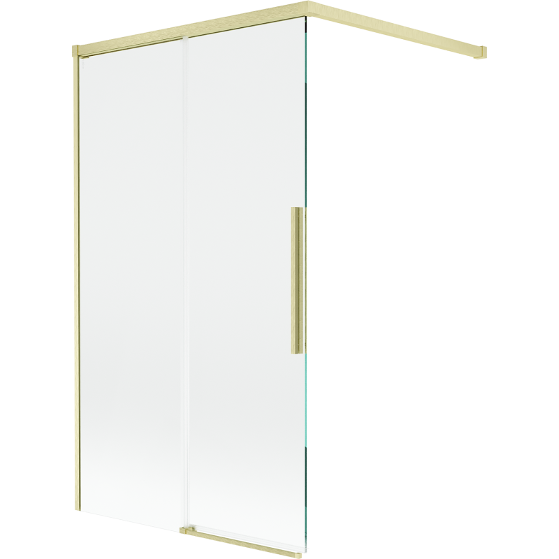 Mexen Rox Duschtrennwand 2-flügelig verschiebbar 100 x 150 cm, transparent, gebürstetes Gold - 8C9-100-003-55-00