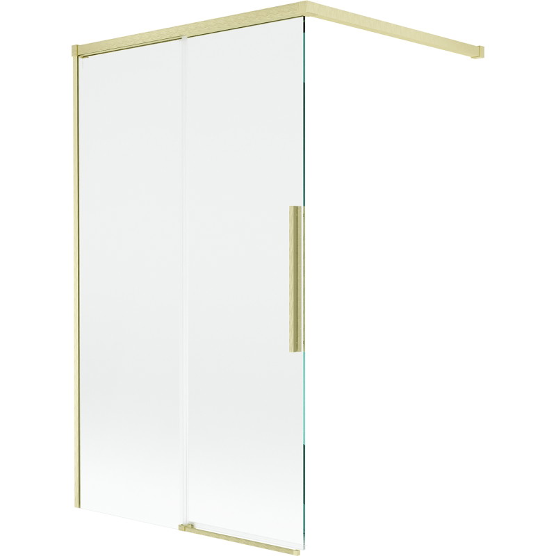 Mexen Rox kaheosaline liugklaasist vannitoa paravann 100 x 150 cm, läbipaistev, harjatud kuld - 8C9-100-003-55-00