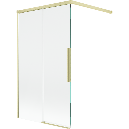 Mexen Rox Duschtrennwand 2-flügelig verschiebbar 100 x 150 cm, transparent, gebürstetes Gold - 8C9-100-003-55-00