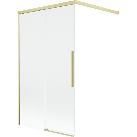 Mexen Rox mampara de ducha 2 puertas correderas 100 x 150 cm, transparente, oro cepillado - 8C9-100-003-55-00