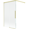 Mexen Rox Duschtrennwand 2-flügelig verschiebbar 100 x 150 cm, transparent, gebürstetes Gold - 8C9-100-003-55-00