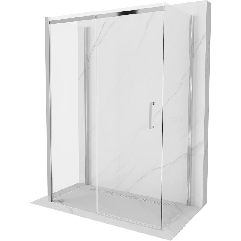 Mexen Omega-3S 3-seinaline dušikabiin, lükand, 140 x 80 cm, läbipaistev, kroom - 825-140-080-01-00-3S