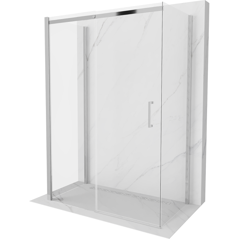 Mexen Omega-3S 3-sided shower enclosure, sliding 140 x 80 cm, transparent, chrome - 825-140-080-01-00-3S