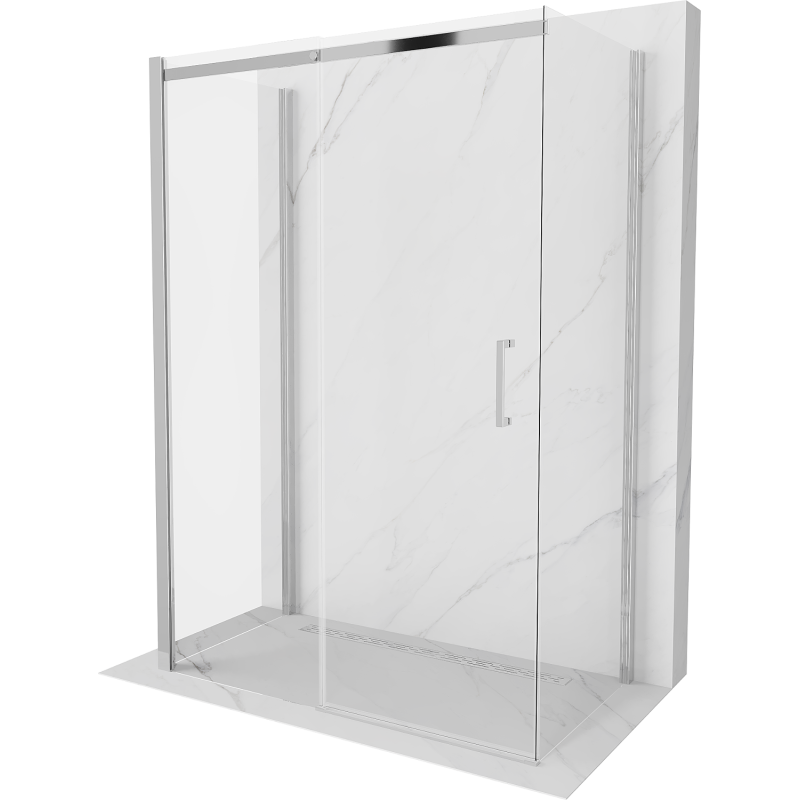 Mexen Omega-3S cabine de douche à 3 parois, coulissante 140 x 80 cm, transparent, chrome - 825-140-080-01-00-3S