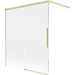 Mexen Rox kaheinimese lükandustega vanniparavan 140 x 150 cm, läbipaistev, harjatud kuldne - 8C9-140-003-55-00