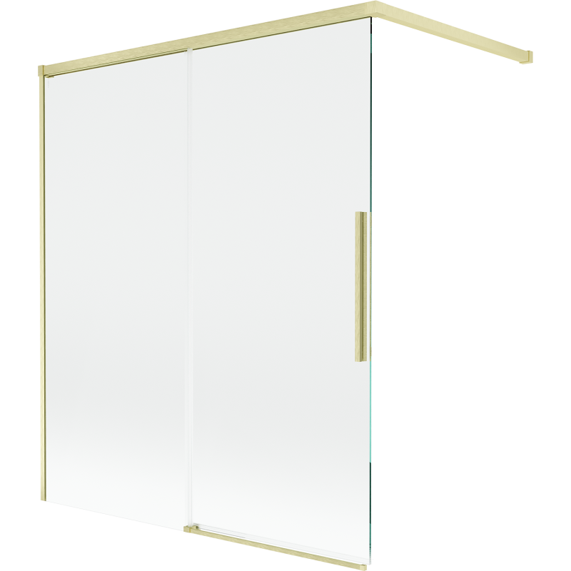 Mexen Rox badscherm voor badkuip 2-delig schuifbaar 140 x 150 cm, transparant, goud geborsteld - 8C9-140-003-55-00