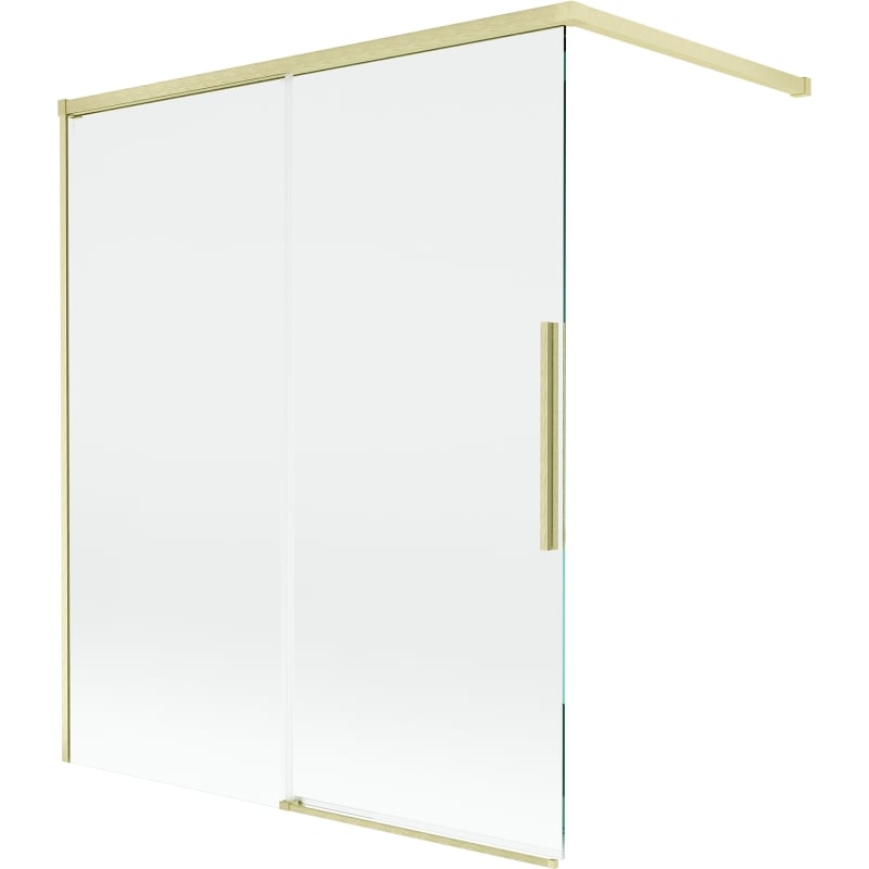 Mexen Rox kaheinimese lükandustega vanniparavan 140 x 150 cm, läbipaistev, harjatud kuldne - 8C9-140-003-55-00