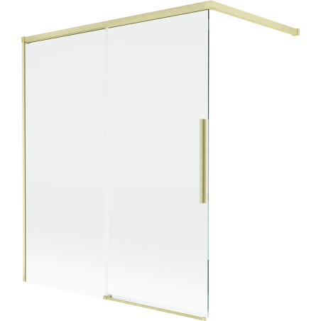 Mexen Rox Duschwand 2-flügelig verschiebbar 140 x 150 cm, transparent, gebürstet gold - 8C9-140-003-55-00