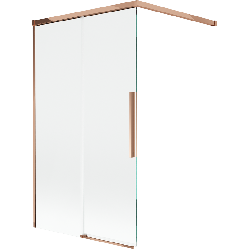 Mexen Rox parawan nawannowy 2-skrzydłowy rozsuwany 100 x 150 cm, transparent, różowe złoto - 8C9-100-003-60-00