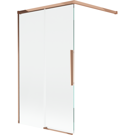 Mexen Rox parawan nawannowy 2-skrzydłowy rozsuwany 100 x 150 cm, transparent, różowe złoto - 8C9-100-003-60-00