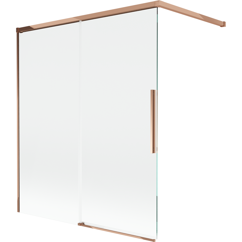 Mexen Rox parawan nawannowy 2-skrzydłowy rozsuwany 140 x 150 cm, transparent, różowe złoto - 8C9-140-003-60-00