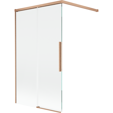 Mexen Rox Badewannenabtrennung 2-flügelig verschiebbar 100 x 150 cm, transparent, gebürstetes Kupfer - 8C9-100-003-65-00