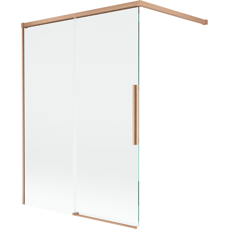 Mexen Rox Badewannen-Faltwand, 2-teilig, verschiebbar, 120 x 150 cm, transparent, gebürstetes Kupfer - 8C9-120-003-65-00
