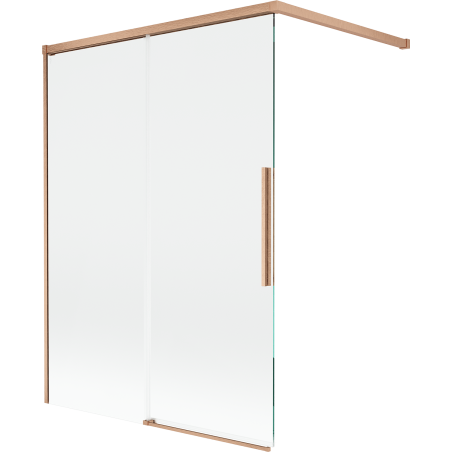 Mexen Rox Badewannen-Faltwand, 2-teilig, verschiebbar, 120 x 150 cm, transparent, gebürstetes Kupfer - 8C9-120-003-65-00