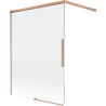 Mexen Rox Badewannen-Faltwand, 2-teilig, verschiebbar, 120 x 150 cm, transparent, gebürstetes Kupfer - 8C9-120-003-65-00