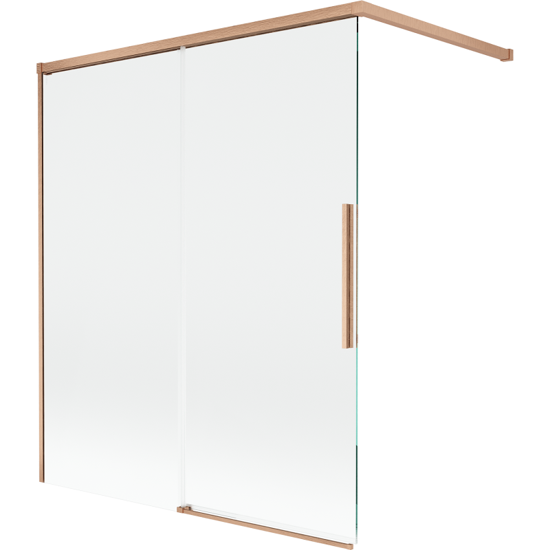 Mexen Rox Wannenabtrennung 2-flügelig verschiebbar 140 x 150 cm, transparent, gebürstetes Kupfer - 8C9-140-003-65-00