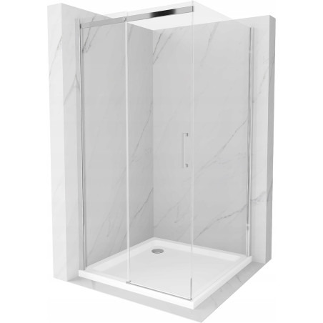 Mexen Omega schuifbare douchecabine 100 x 100 cm, transparant, chroom + Flat douchebak - 825-100-100-01-00-4010