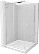 Mexen Omega sliding shower cabin 100 x 100 cm, transparent, chrome + Flat shower tray - 825-100-100-01-00-4010