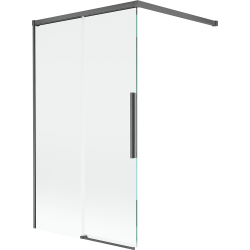 Mexen Rox parawan nawannowy 2-skrzydłowy rozsuwany 100 x 150 cm, transparent, gun gray szczotkowany - 8C9-100-003-66-00
