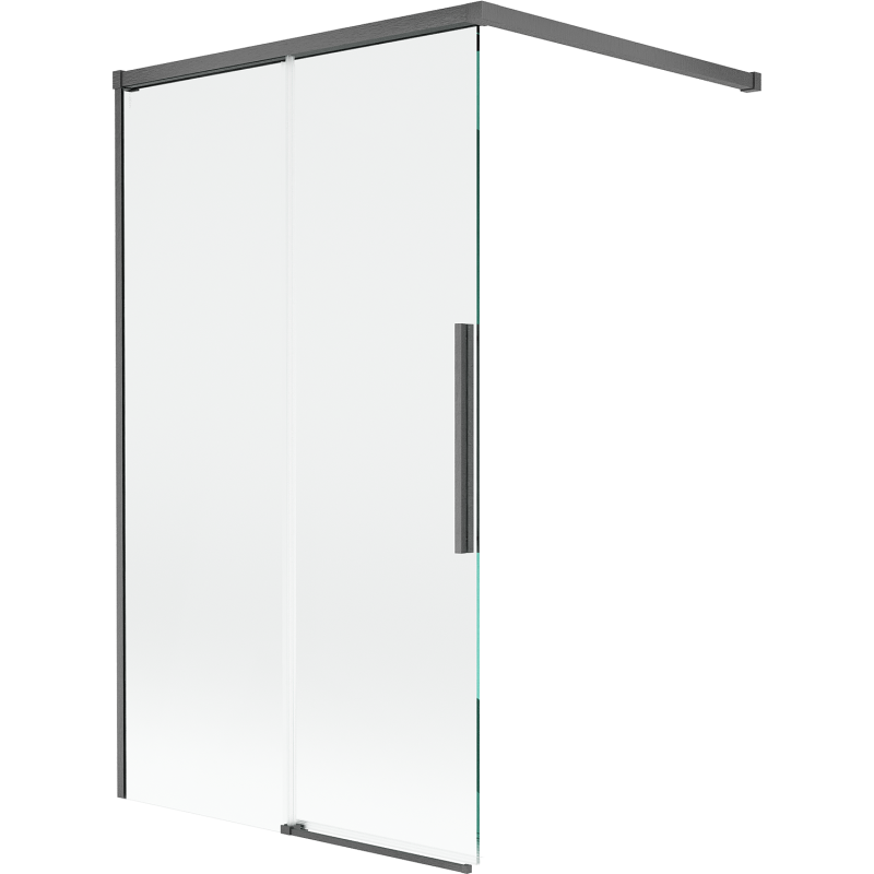 Mexen Rox Duschwand für Badewanne 2-flügelig verschiebbar 100 x 150 cm, transparent, gebürstetes Gun Grau - 8C9-100-003-66-00