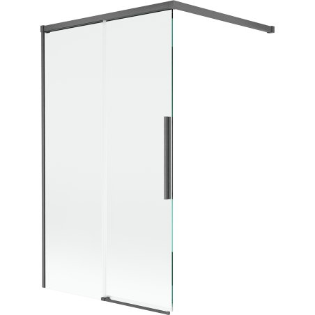 Mexen Rox parawan nawannowy 2-skrzydłowy rozsuwany 100 x 150 cm, transparent, gun gray szczotkowany - 8C9-100-003-66-00