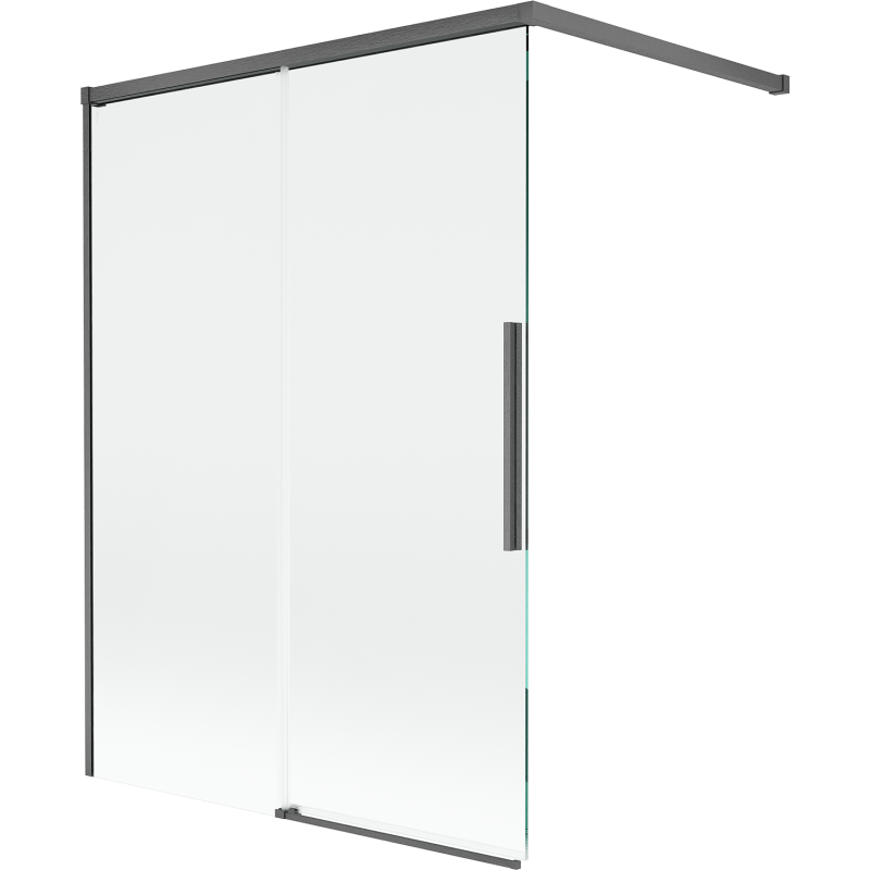 Mexen Rox 2-flügelige Duschtrennwand, verschiebbar 120 x 150 cm, transparent, gebürstetes Gewehrgrau - 8C9-100-003-66-00