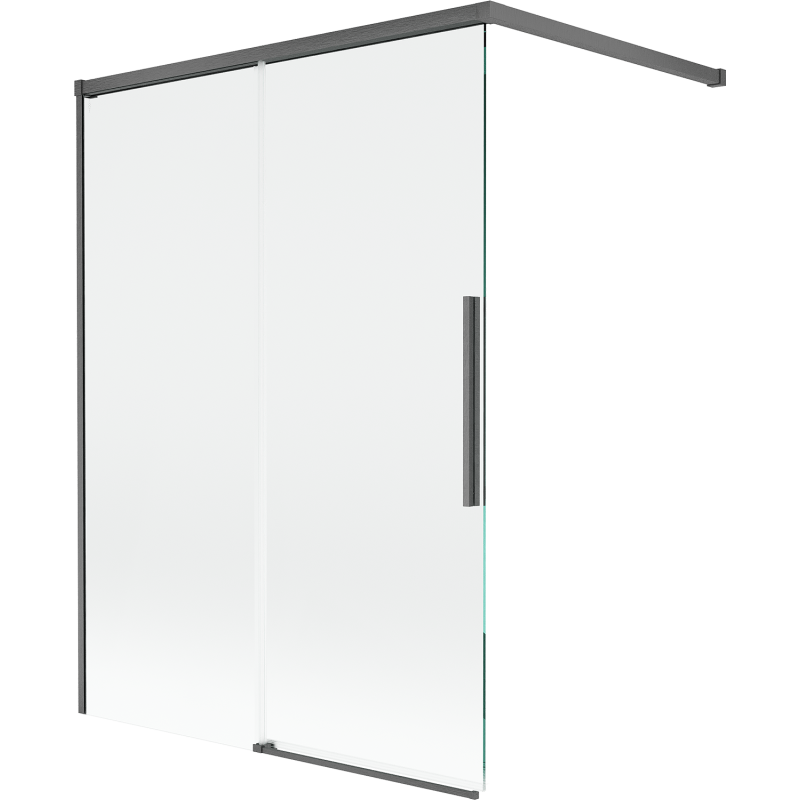 Mexen Rox parawan nawannowy 2-skrzydłowy rozsuwany 120 x 150 cm, transparent, gun gray szczotkowany - 8C9-100-003-66-00