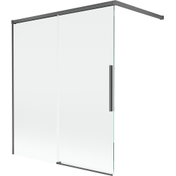 Mexen Rox mampara de baño de ducha de 2 alas deslizables 140 x 150 cm, transparente, gris arma cepillado - 8C9-140-003-66-00