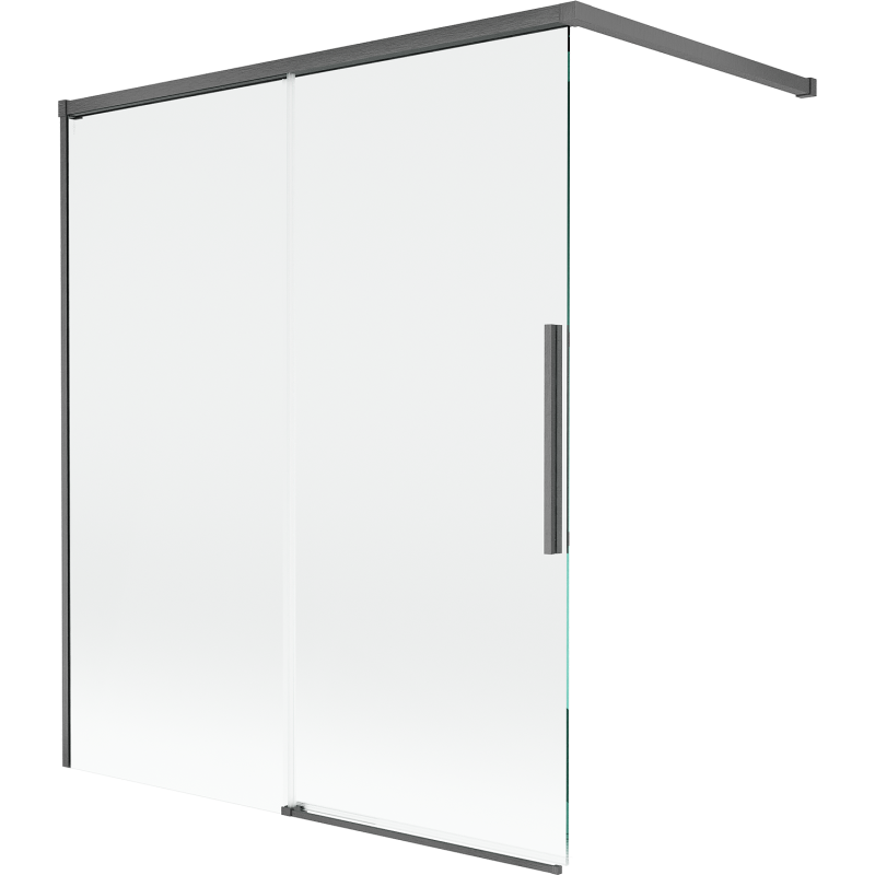 Mexen Rox badwand 2-delig schuifbaar 140 x 150 cm, transparant, geborsteld schietgrijs - 8C9-140-003-66-00