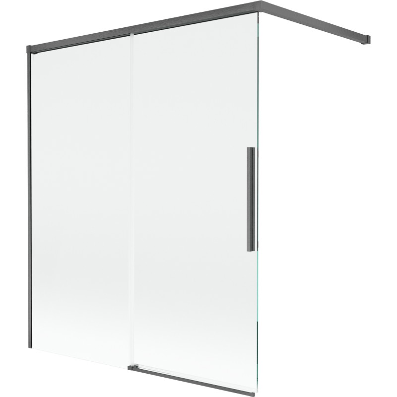 Mexen Rox kaheosaline kokkupandav dušisein 140 x 150 cm, läbipaistev, harjatud gungray - 8C9-140-003-66-00