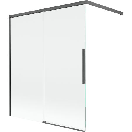 Mexen Rox διπλή συρόμενη οθόνη μπάνιου 140 x 150 cm, διάφανη, βουρτσισμένο γκρι