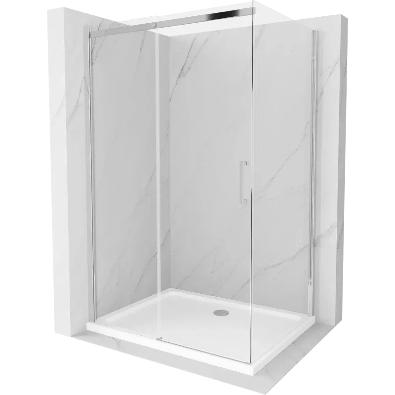 Mexen Omega kabina prysznicowa rozsuwana 100 x 80 cm, transparent, chrom + brodzik Flat - 825-100-080-01-00-4010