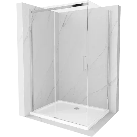 Mexen Omega kabina prysznicowa rozsuwana 100 x 80 cm, transparent, chrom + brodzik Flat - 825-100-080-01-00-4010