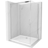 Mexen Omega Duschkabine Schiebetür 100 x 80 cm, transparent, Chrom + Duschwanne Flat - 825-100-080-01-00-4010