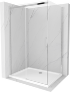 Mexen Omega cabina doccia scorrevole 100 x 80 cm, trasparente, cromo + piatto doccia Flat - 825-100-080-01-00-4010