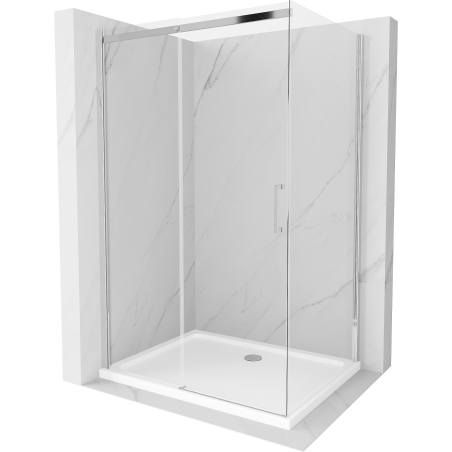 Mexen Omega schuifbare douchecabine 100 x 90 cm, transparant, chroom + platte douchebak - 825-100-090-01-00-4010