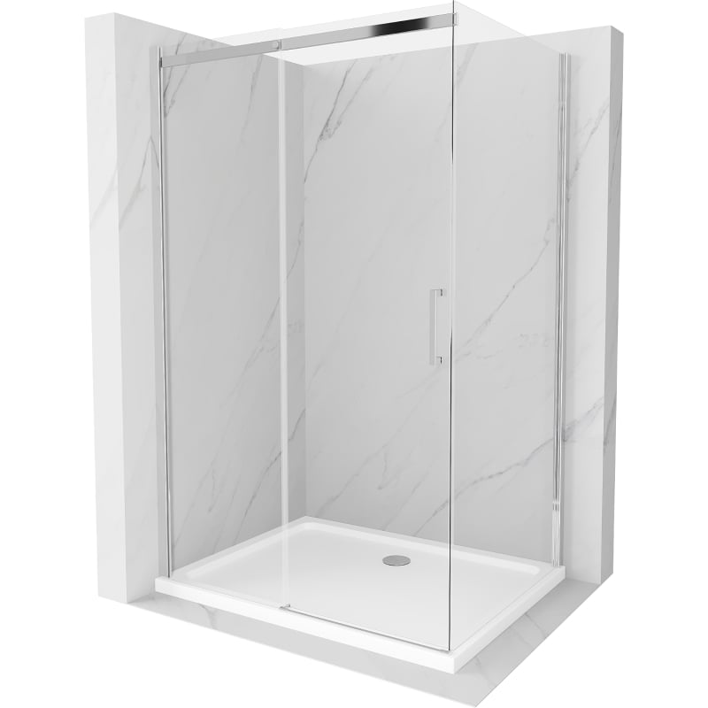 Mexen Omega klizna sa tušem koja se može razvući 110 x 70 cm, prozirna, krom + plitka tuš kada - 825-110-070-01-00-4010
