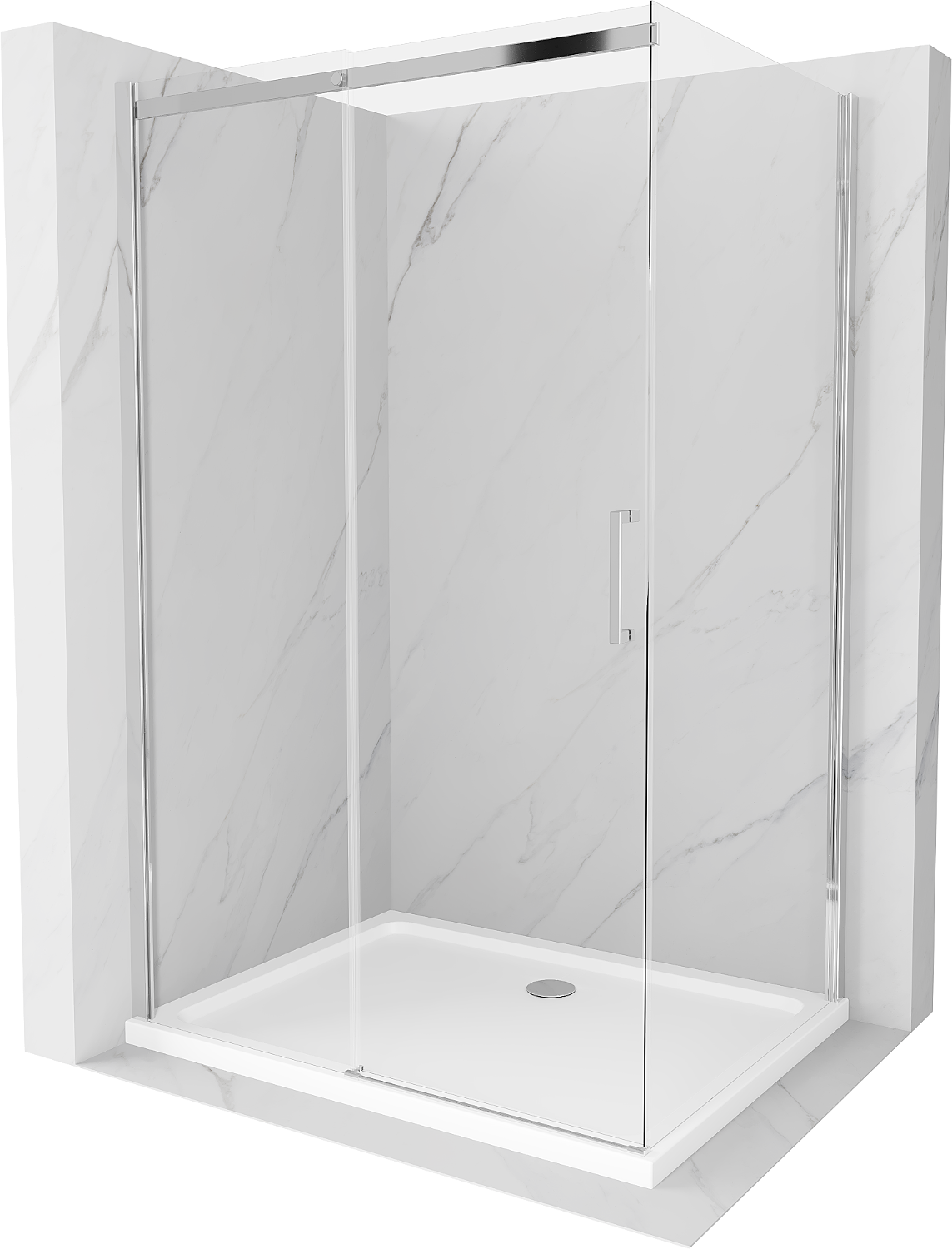 Mexen Omega kabina prysznicowa rozsuwana 110 x 70 cm, transparent, chrom + brodzik Flat - 825-110-070-01-00-4010