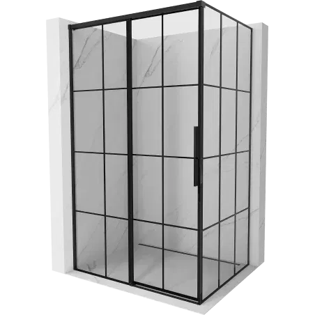 Mexen Rox schuifdouchecabine links 140 x 90 cm, zwart raster, zwart - 8C2-140-090-70-77-L