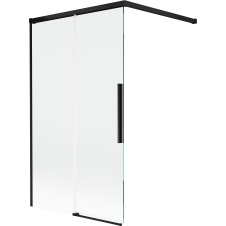 Mexen Rox parawan nawannowy 2-skrzydłowy rozsuwany 100 x 150 cm, transparent, czarny - 8C9-100-003-70-00